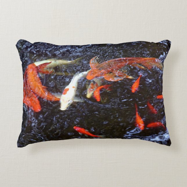 Swimming Koi Decorative Cushion (Front)