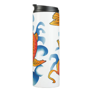 Swimming Koi Fish Illustration Thermal Tumbler