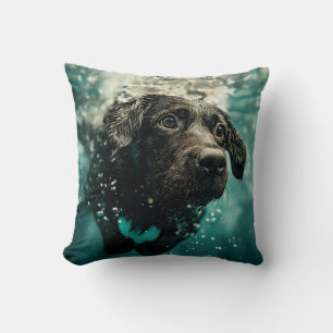 Swimming Labrador Puppy Underwater Design Cushion