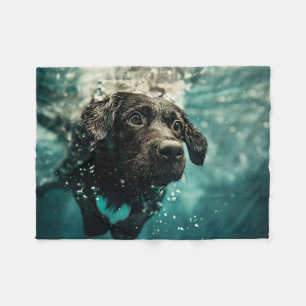 Swimming Labrador Puppy Underwater Design Fleece Blanket