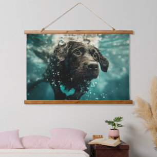 Swimming Labrador Puppy Underwater Design Hanging Tapestry