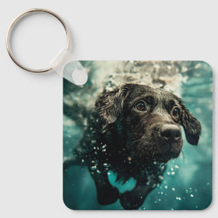 Swimming Labrador Puppy Underwater Design Key Ring