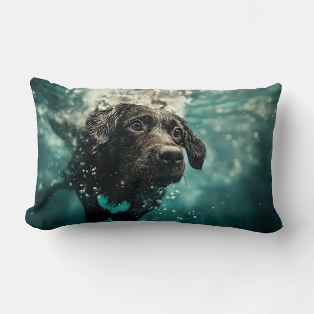 Swimming Labrador Puppy Underwater Design Lumbar Cushion (Front)