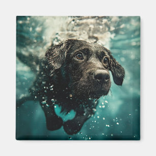 Swimming Labrador Puppy Underwater Design Magnet