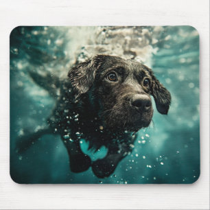 Swimming Labrador Puppy Underwater Design Mouse Pad