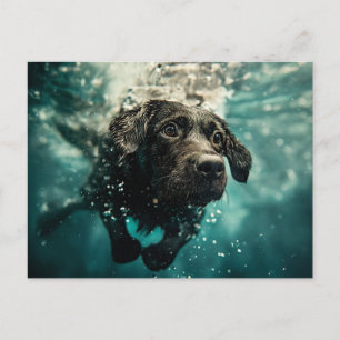 Swimming Labrador Puppy Underwater Design Postcard