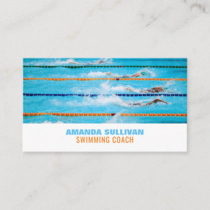 Swimming Lanes, Swimming Coach & Lifeguard Business Card