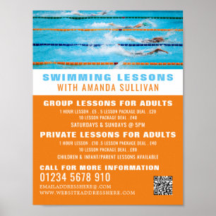 Swimming Lanes, Swimming Lesson Advertising Poster