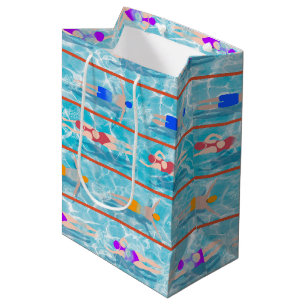Swimming Laps Pool Swim Team Pattern Medium Gift Bag