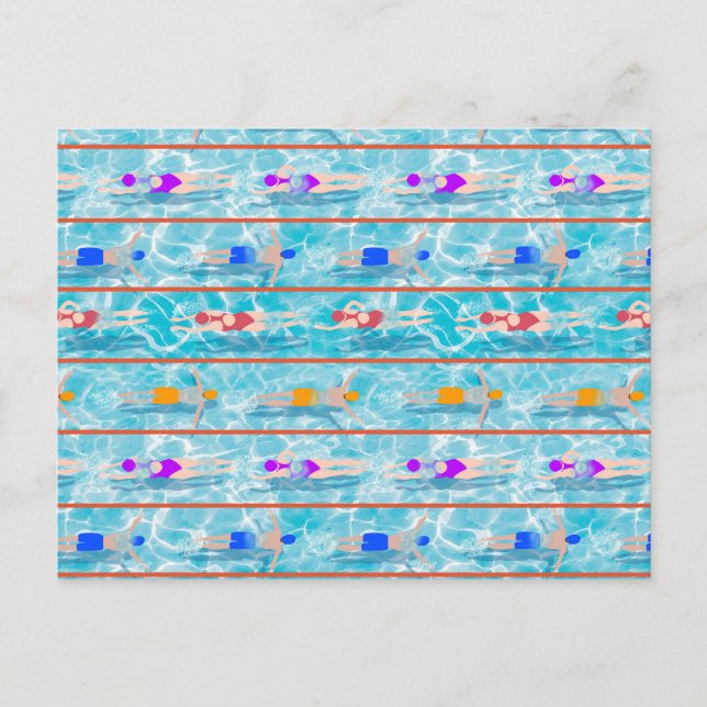 Swimming Laps Pool Swim Team Pattern Postcard (Front)