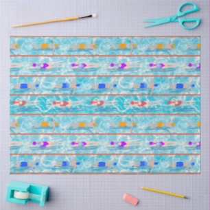 Swimming Laps Pool Swim Team Pattern Tissue Paper