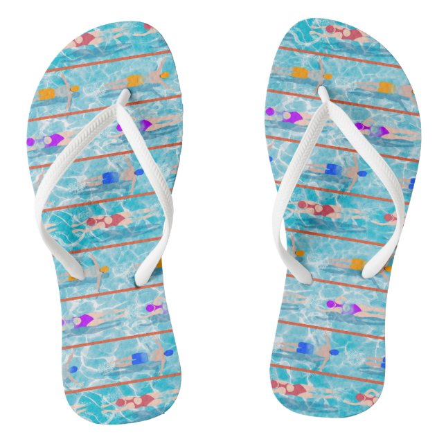 Swimming Laps Water Swim Team Pattern  Thongs (Footbed)