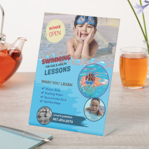 Swimming Lessons Custom Pedestal Sign