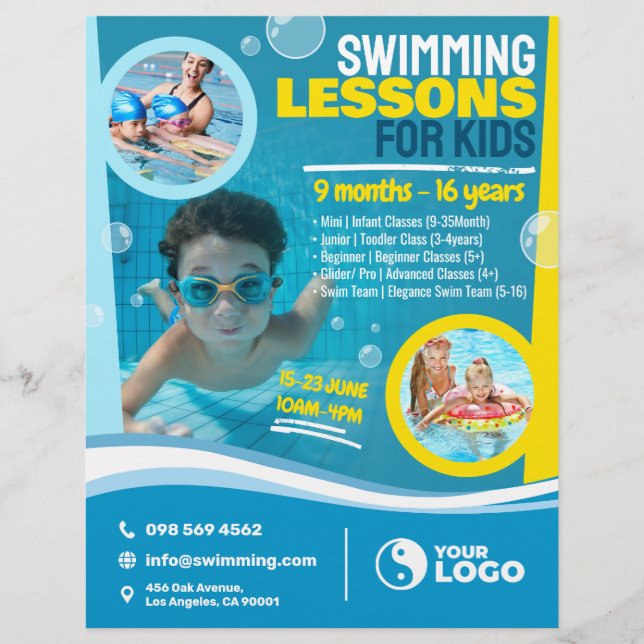 Swimming Lessons for Kids Flyer (Front)