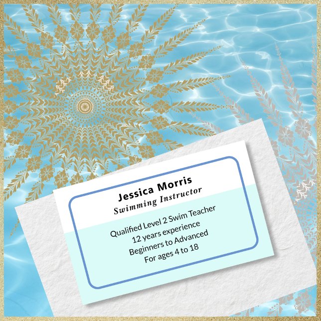 Swimming Lessons Teacher Instructor Swim Coach QR Business Card (A business card for a swimming instructor, to customize with name, job title and more information)