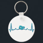 Swimming Lifeline and Heartbeat Funny Swimmer Key Ring<br><div class="desc">Swimming lifeline. Cool swimming and heart rate design for those who love hanging out by the pool and swim on a hot summer day. Cool and awesome athletic merchandise for swimming athlete. Perfect for high school swim team or college sports. Simple illustration of an athlete swimming in the pool with...</div>
