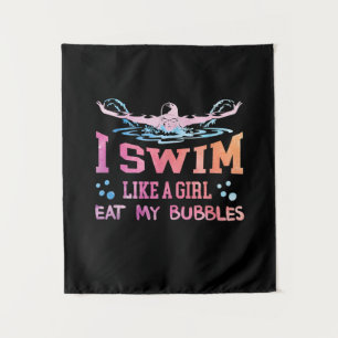 Swimming Lover - I Swim Like A Girl Tapestry