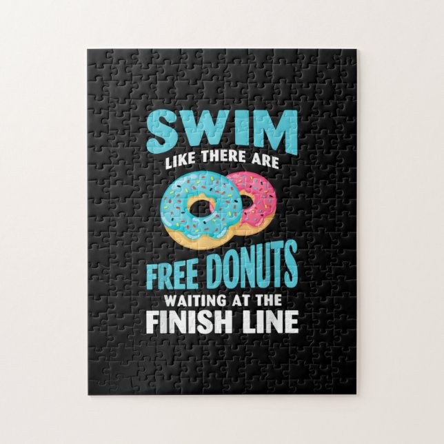 Swimming Lover - Swim Like Re Are Free Doughnuts Jigsaw Puzzle (Vertical)