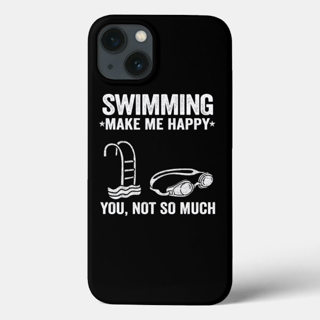 Swimming Make Me Happy Swimmer Team Gift Funny Case-Mate iPhone Case (Back)