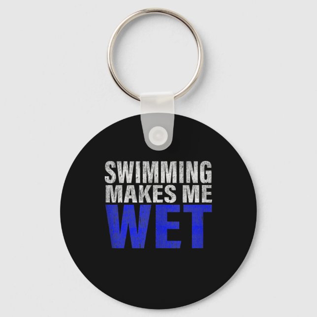 Swimming Makes Me Wet Tank Top Key Ring (Front)