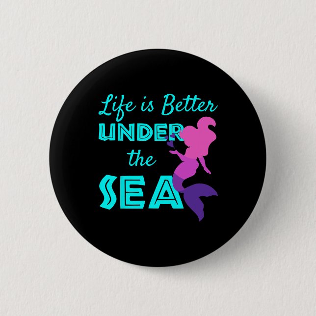 Swimming Mermaid Diving  6 Cm Round Badge (Front)