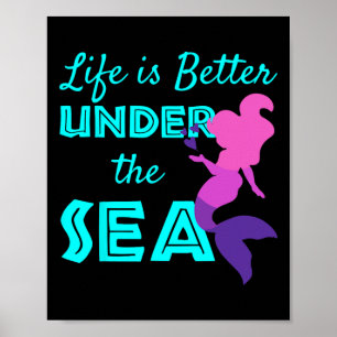 Swimming Mermaid Diving  Poster