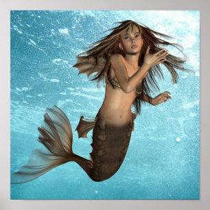 Swimming Mermaid Poster