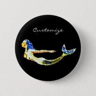 Swimming Mermaid Thunder_Cove 6 Cm Round Badge