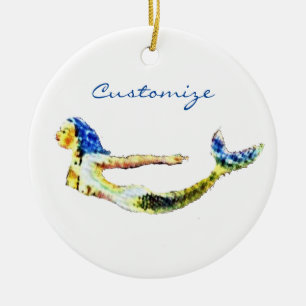 Swimming Mermaid Thunder_Cove Ceramic Ornament