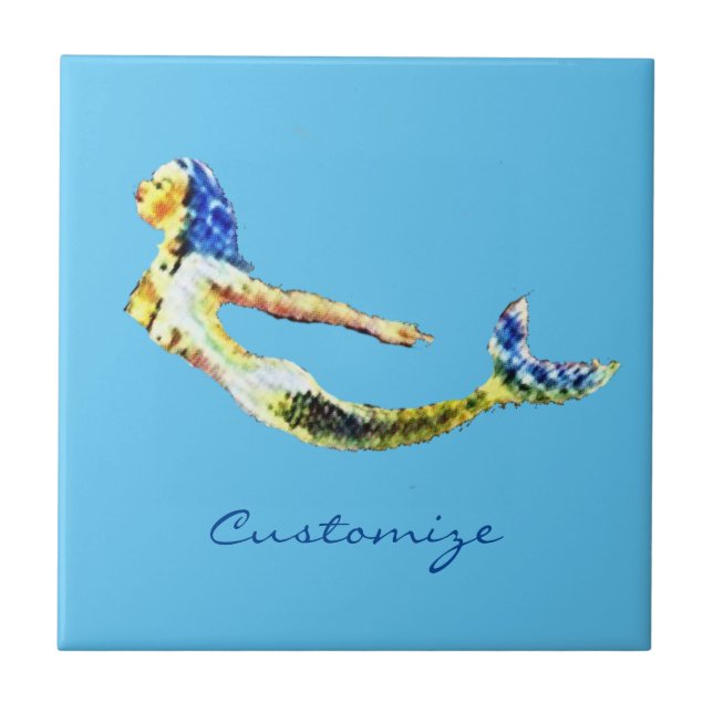 Swimming Mermaid Thunder_Cove Ceramic Tile (Front)