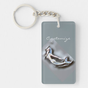 Swimming Mermaid Thunder_Cove Grey Key Ring