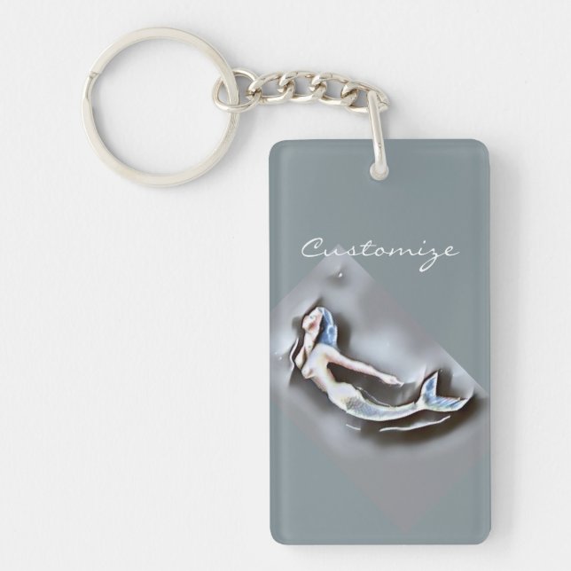 Swimming Mermaid Thunder_Cove Grey Key Ring (Front)