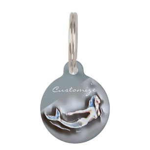 Swimming Mermaid Thunder_Cove Grey Pet Tag