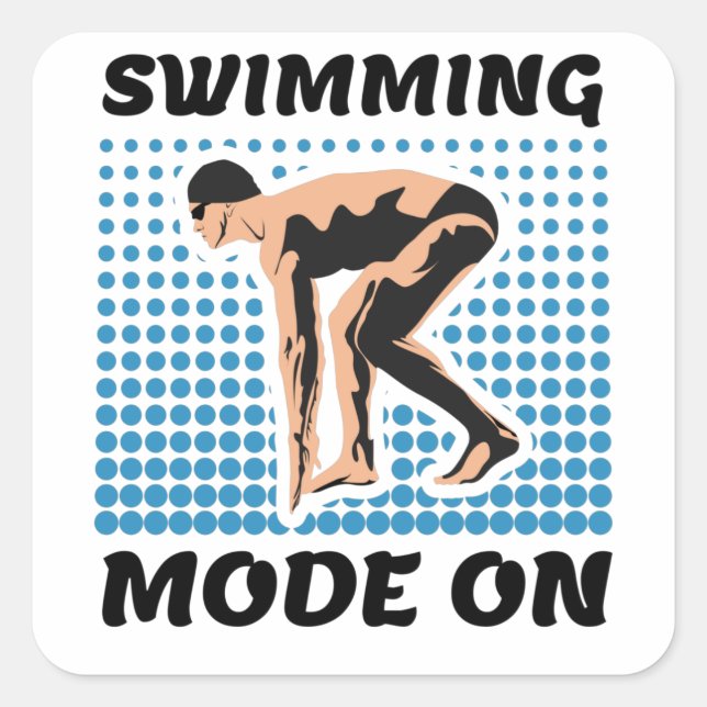 Swimming Mode on - Pool Lover Square Sticker (Front)