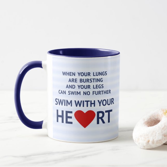 Swimming motivational quote blue mug (With Donut)