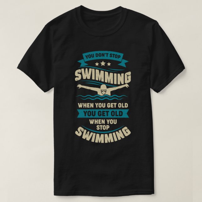 Swimming Old Man Swimmer Grandpa Gift T-Shirt (Design Front)