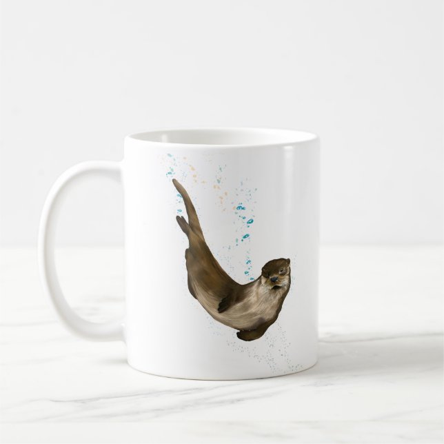 Swimming Otter Coffee Mug (Left)
