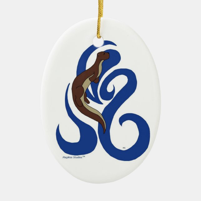 Swimming Otter Ornament (Front)