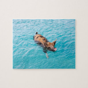 Swimming pig of Exuma Jigsaw Puzzle
