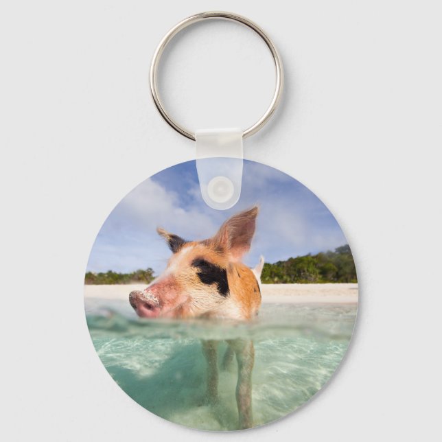 Swimming pig of Exuma Key Ring (Front)
