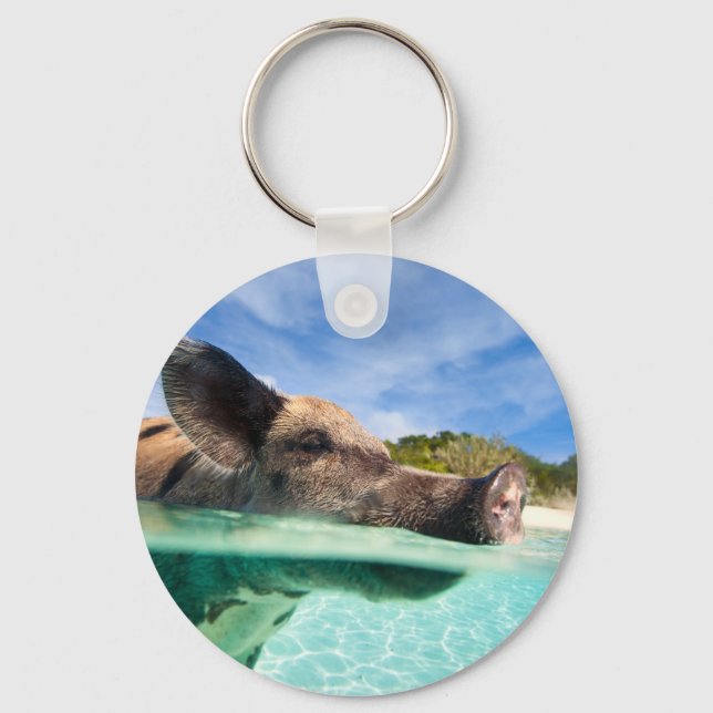 Swimming pig of Exuma Key Ring (Front)