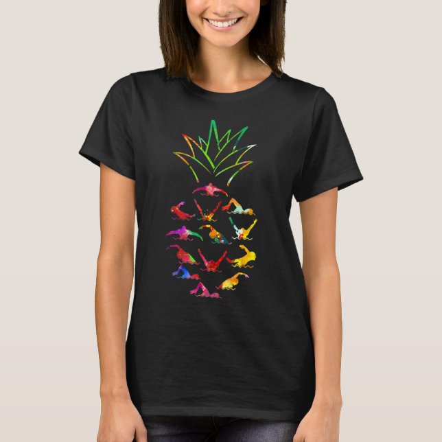 Swimming Pineapple Watercolor  Swimming T-Shirt