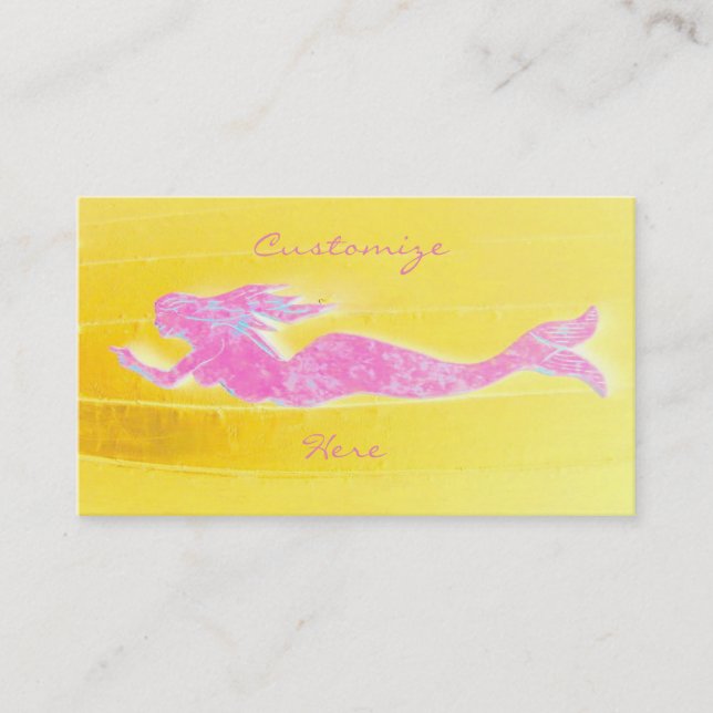 swimming pink mermaid business card (Front)