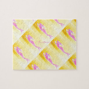 swimming pink mermaids jigsaw puzzle