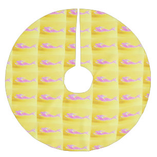 swimming pink mermaids pattern brushed polyester tree skirt