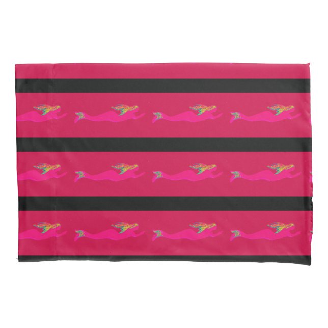 swimming pink mermaids pattern pillowcase (Front)