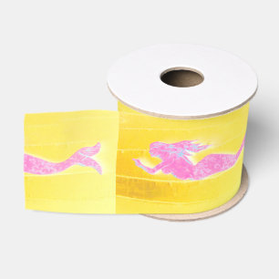 swimming pink mermaids yellow grosgrain ribbon