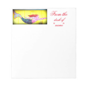 swimming pink mosaic mermaid notepad