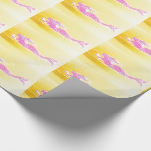 swimming pink underwater mermaids pattern wrapping paper