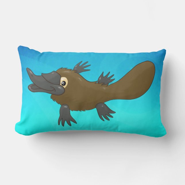 Swimming Platypus Lumbar Cushion (Front)